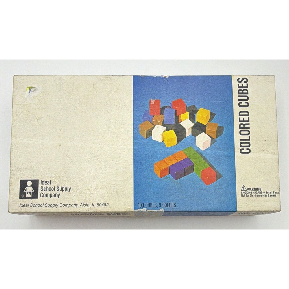 Vintage Ideal School Supply Company Multicolor Cubes Set, 100 Cubes, Ages 3-5